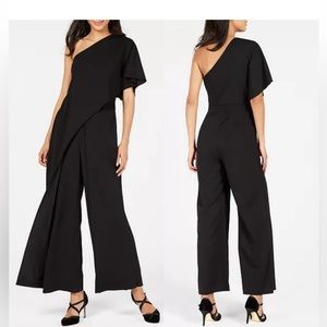 Adrianna Papell One Shoulder Black Jumpsuit Size 10